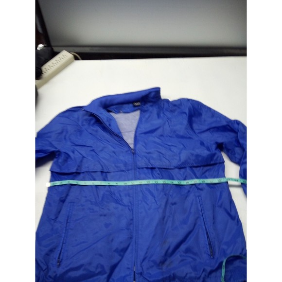 80's J.Blair Women’s Blue Hooded Nylon Jacket Zip Large Hiking Packable - Picture 3 of 5